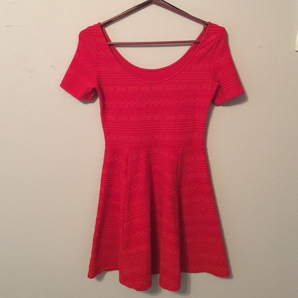 Red patterned dress