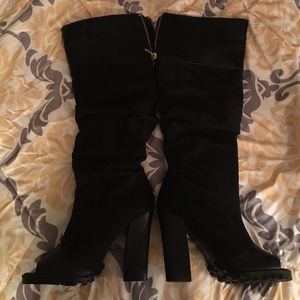 Black Knee high Zip boot