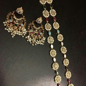 Multi stone necklace and multi stone earrings