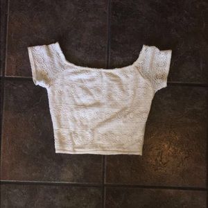 White lace crop top
