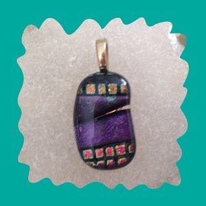 MULTI COLOR GLASS PENDANT.  NWOT