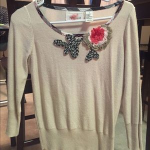 Karen Nicol sweater with flower embellishments