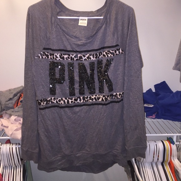 Grey & sequined PINK long shirt