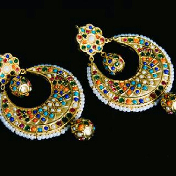Multi stone earrings gold plated