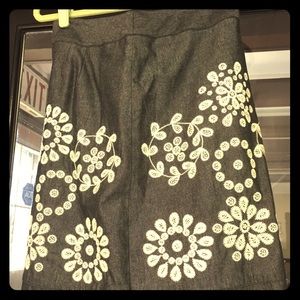 Anne Taylor A Line Grey Floral Skirt 14 P