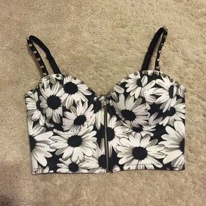 Studded sunflower zip up crop