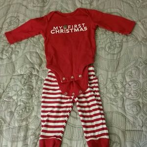 My first Christmas baby onesie with pants.