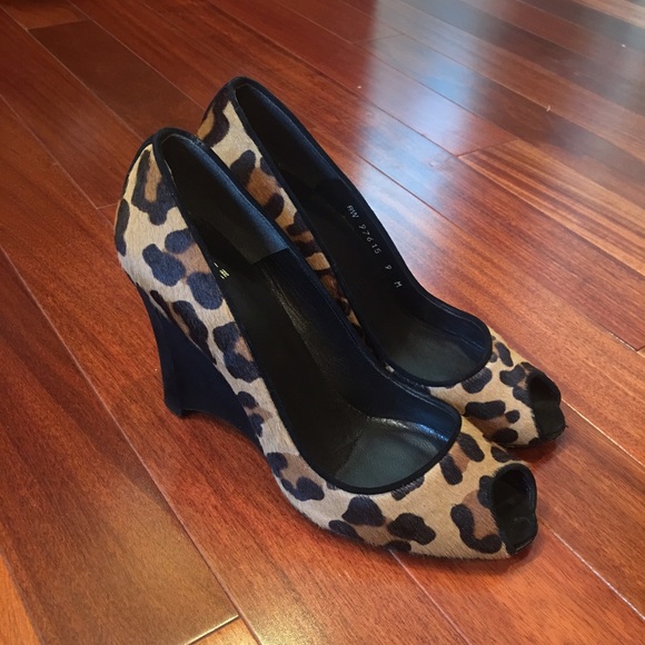 Stuart Weitzman Shoes - Stuart Weitzman pony hair leopard peep toe wedges