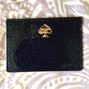 Kate Spade blue glitter bug card holder