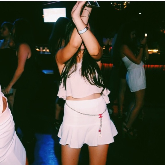 White mini skirt from Aqua ruffled and ponte