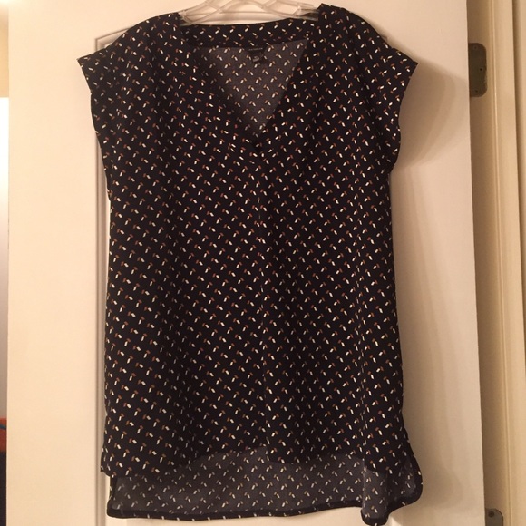 Ann Taylor Tops - Ann Taylor cap sleeve tunic work shirt top navy