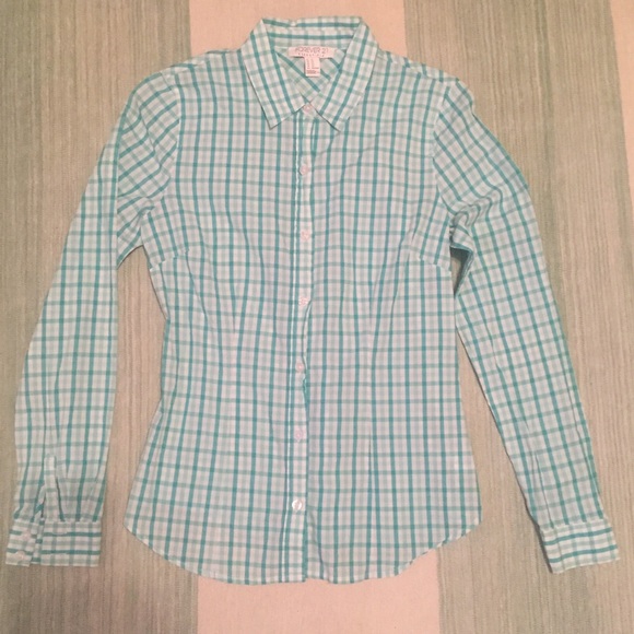 💚 Forever 21 green button down shirt size XS 💚 - Picture 2 of 7