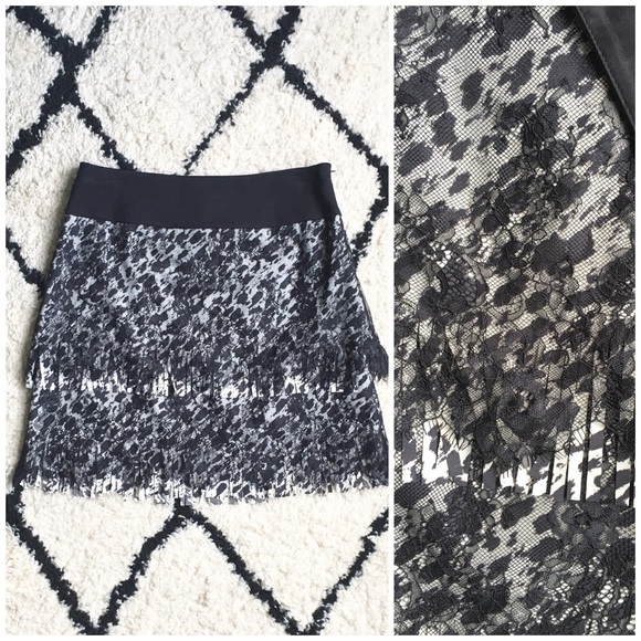Ann Taylor Fringe & Lace Skirt