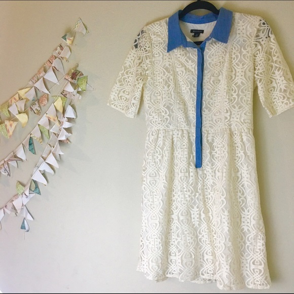 NWOT Lace and denim dress