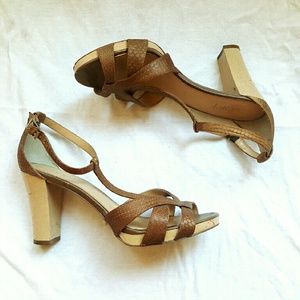 Brown strappy sandal heels