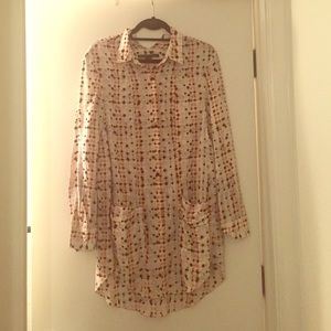 Theory silk button down shift dress