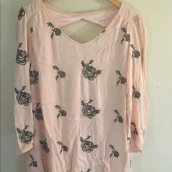 Flowy Rose Pink Dress, Long Sleeves