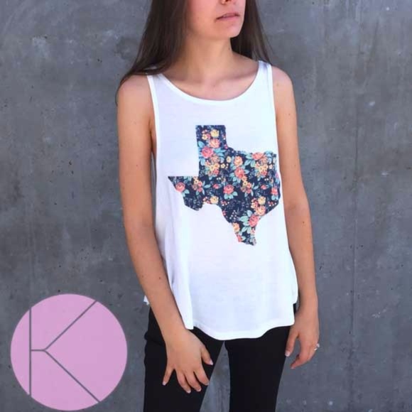 NWT Texas Map Floral Tank Top Graphic - Picture 2 of 4
