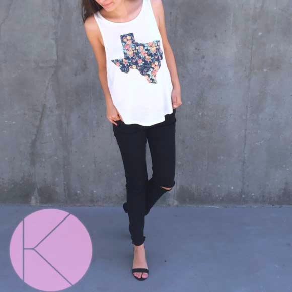 NWT Texas Map Floral Tank Top Graphic - Picture 3 of 4