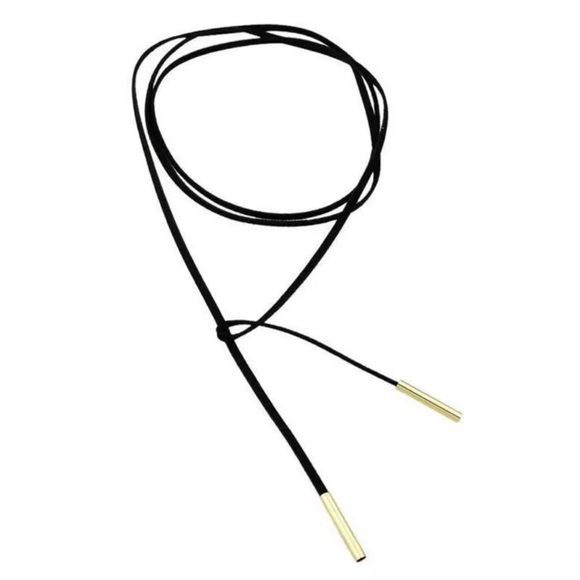 💋BLACK SUEDE CHOKER NECKLACE BOHO LARIAT STYLE - Picture 3 of 4