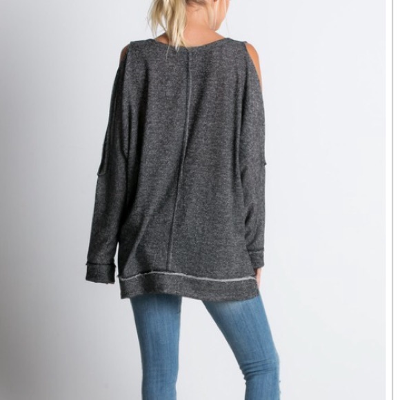 New Arrival French Terry Slit Shoulder Tunic - Picture 3 of 4