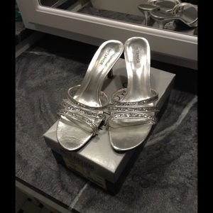 Silver glitter heels