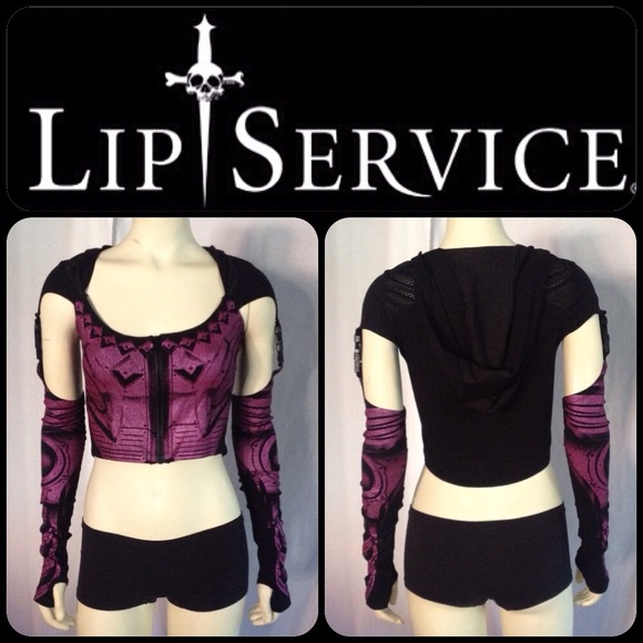 NWOT Lip Service black & pink crop hoodie S