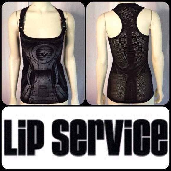 NWOT Lip Service black silver clip tank top S