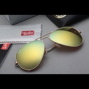 Authentic Ray Ban Yellow Mirror Aviator Sunglasses Authentic Ray Ban Yellow Mirror Aviator Sunglasses