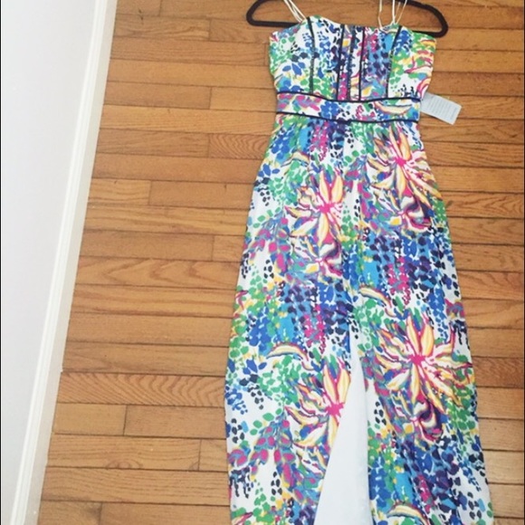 Beautiful floral print maxi dress .. Lined - Picture 2 of 4