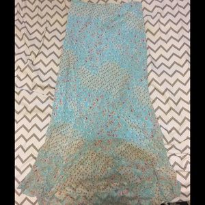Mint blue floral maxi high low skirt