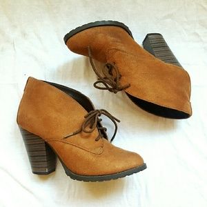 Brown lace up booties