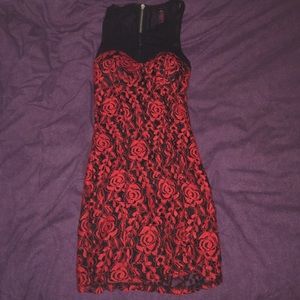 Super sexy Red rose Mini dress