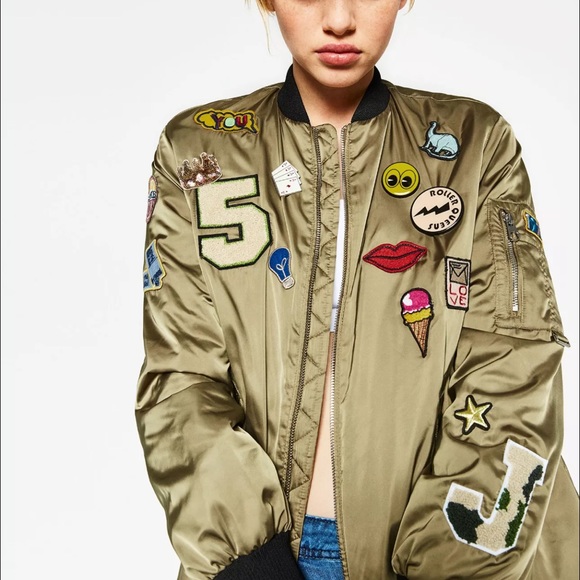 Zara bomber jacket with patches Clearance