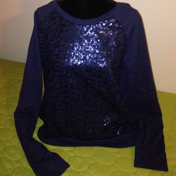 Navy blue sequined sweatshirt