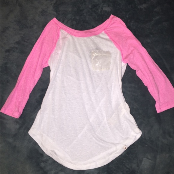 Pink quarter sleeve, baseball tee