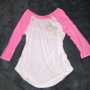 Pink quarter sleeve, baseball tee
