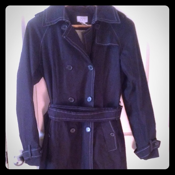 Ann Taylor Loft black suede knee length pea coat