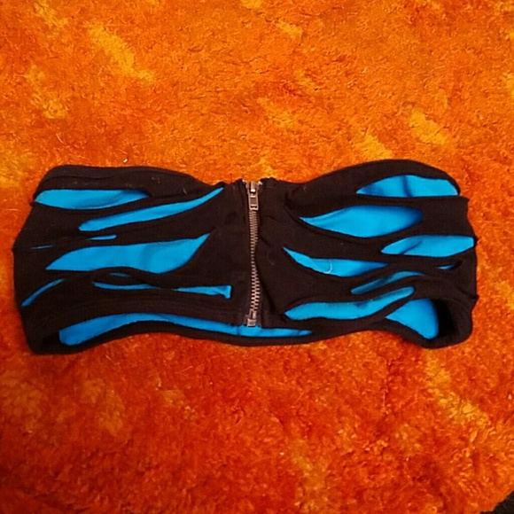 Blue and Black ripped bandeau