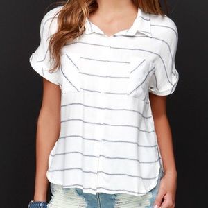 Lulus black and ivory striped button up