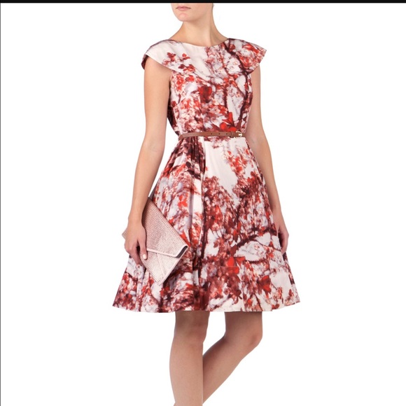 Ted Baker Dresses & Skirts - Ted Baker silk fit and flare floral red pink dress
