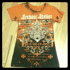 Rust orange and black Affliction shirt