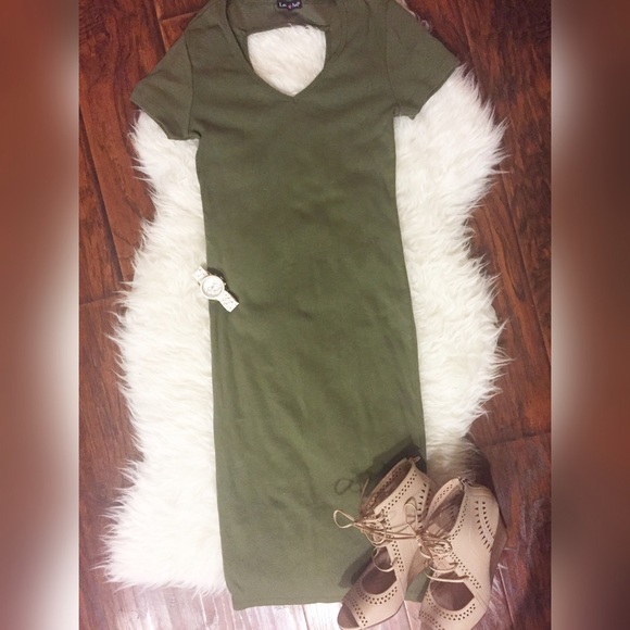 💝HP-8-26-16💝 Cute Olive Green Dress👗 - Picture 2 of 4