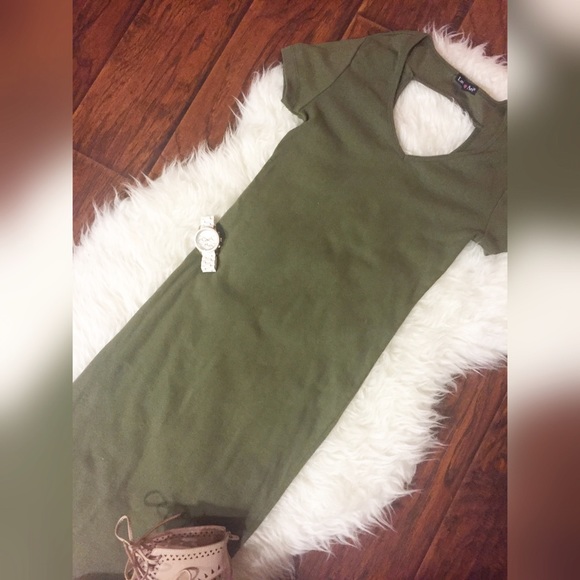 💝HP-8-26-16💝 Cute Olive Green Dress👗 - Picture 3 of 4