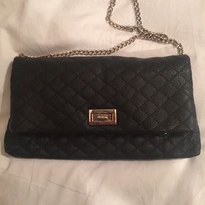 Quilted Black Faux Leather Crossbody Bag