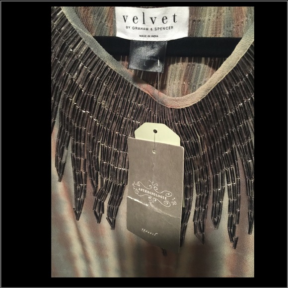 Anthropologie tunic dress ombré tie dyed beaded L - Picture 3 of 4