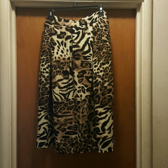 Cheetah print midi pleated skirt