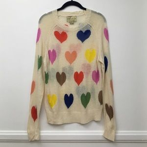 Wildfox white label multicolor hearts sweater