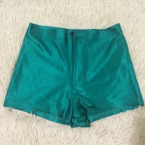 AA Teal disco shorts