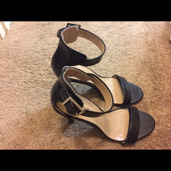 Black, ankle strap heels